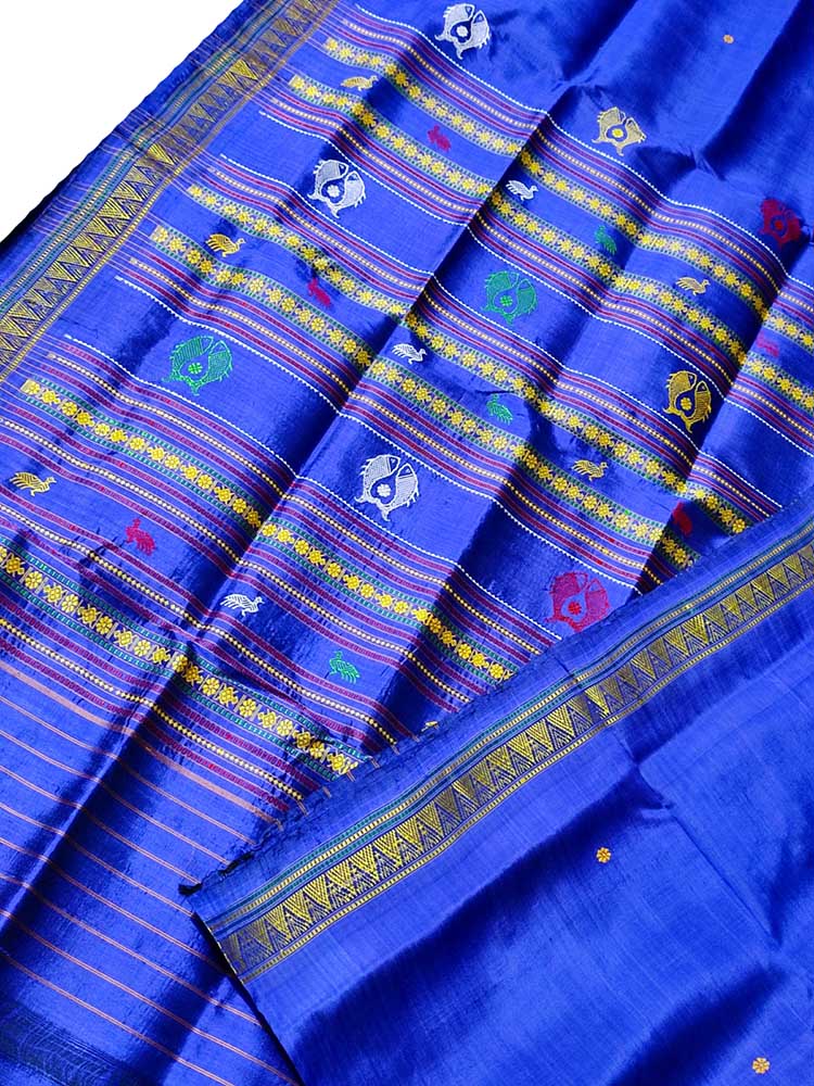 Sambalpuri Silk Ikat Tissue Pastel Blue Saree | Kankatala