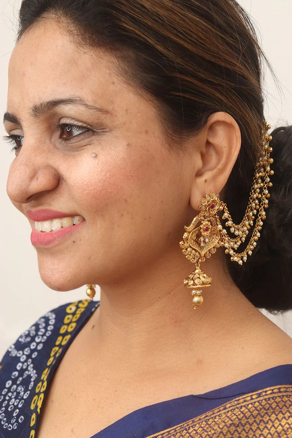 Buy Udaya Antique Jhumka Earrings with Ear Chain  Tarinika  Tarinika India