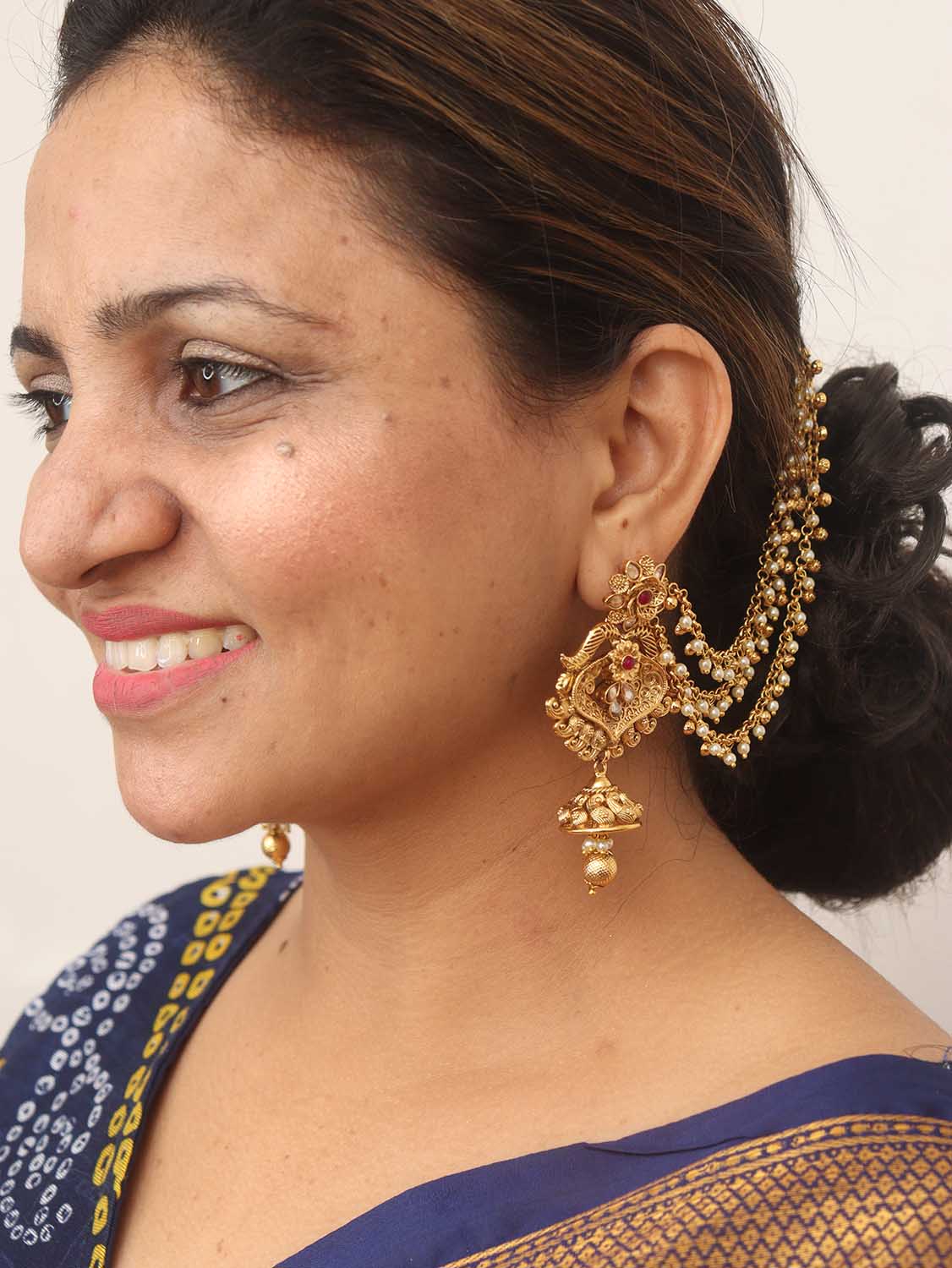 Rayma Earrings With Ear Chain – Indiatrendshop