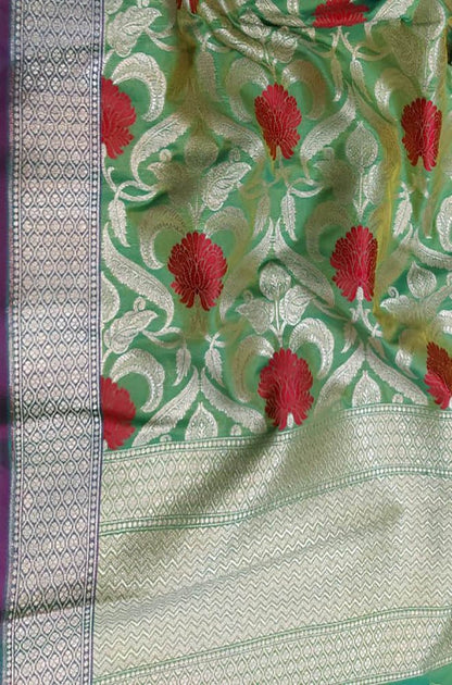 Green Banarasi Silk Dupatta - Luxurion World