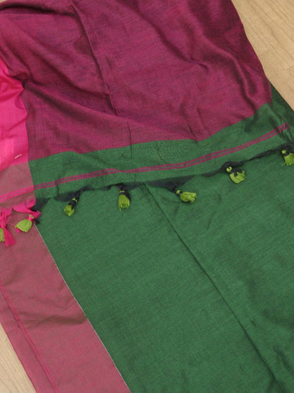 Green Bengal Plain Cotton Saree - Luxurion World