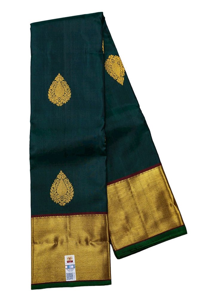 Green Handloom Kanjeevaram Pure Silk Saree - Luxurion World