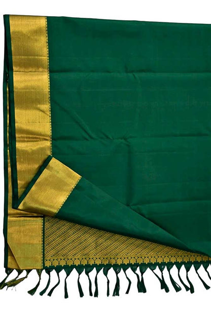 Green Handloom Kanjeevaram Pure Silk Saree - Luxurion World