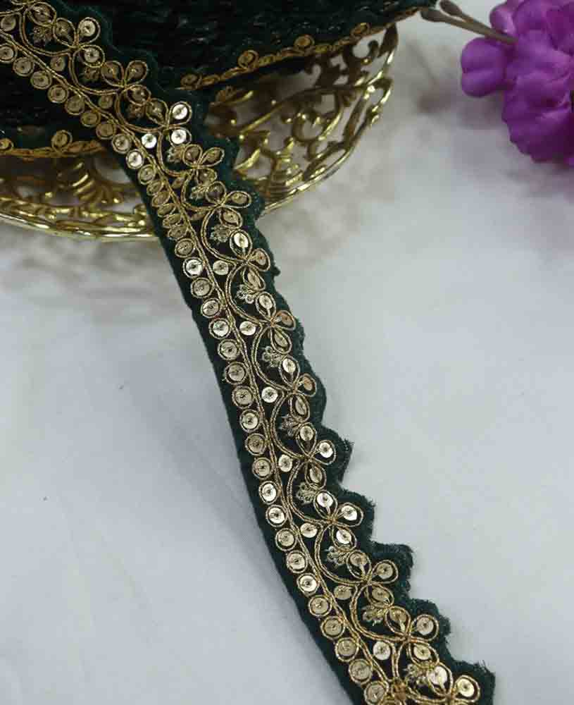 Golden Cutwork Mirror Lace for Dupatta, Lehenga etc. Mirror Work Lace  Border - Designers Need