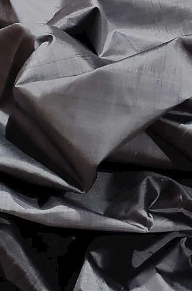 Grey Plain Pure Silk Fabric ( 1 Mtr ) - Luxurion World