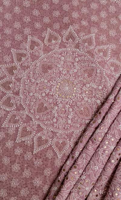 Hand Embroidered Lucknowi Chikankari With Mukaish & Gottapatti Work Saree -  Visc… | Pure georgette sarees, Mirror work blouse design, Designer saree  blouse patterns