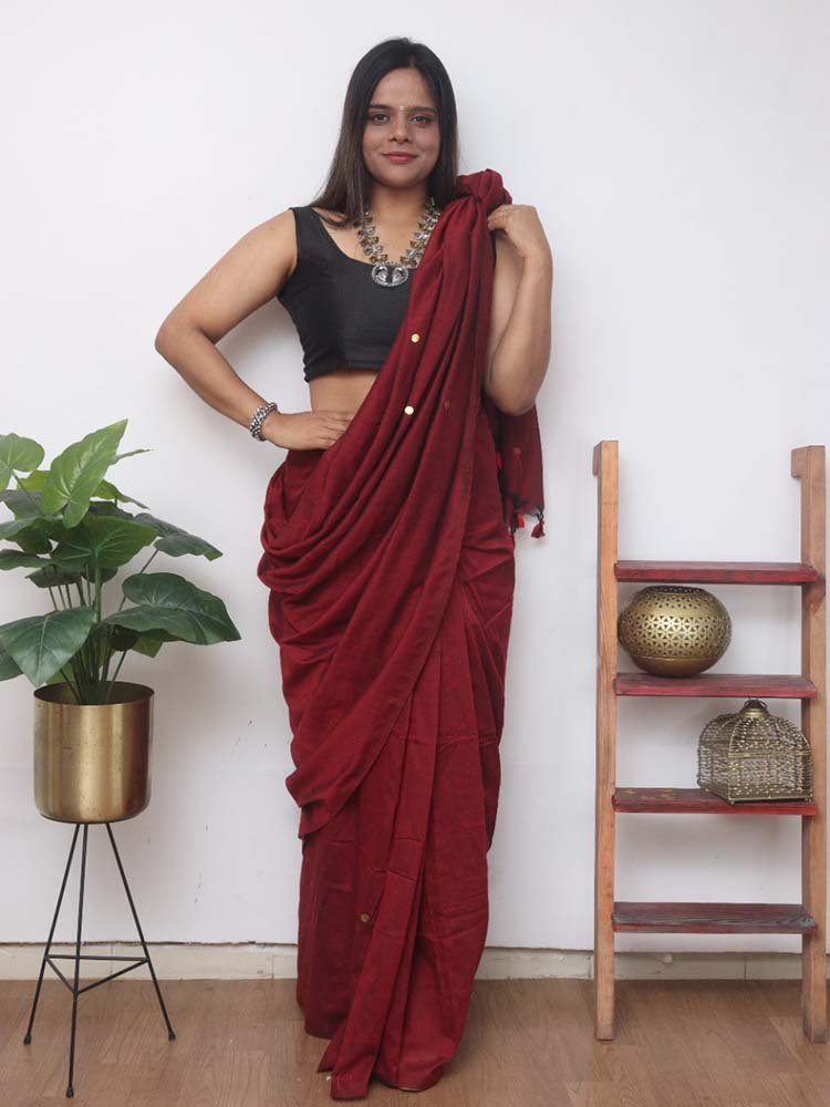 Plain Party Wear Maroon Pure Japan Satin Silk Saree, 5.5 m (separate blouse  piece) at Rs 750 in Surat