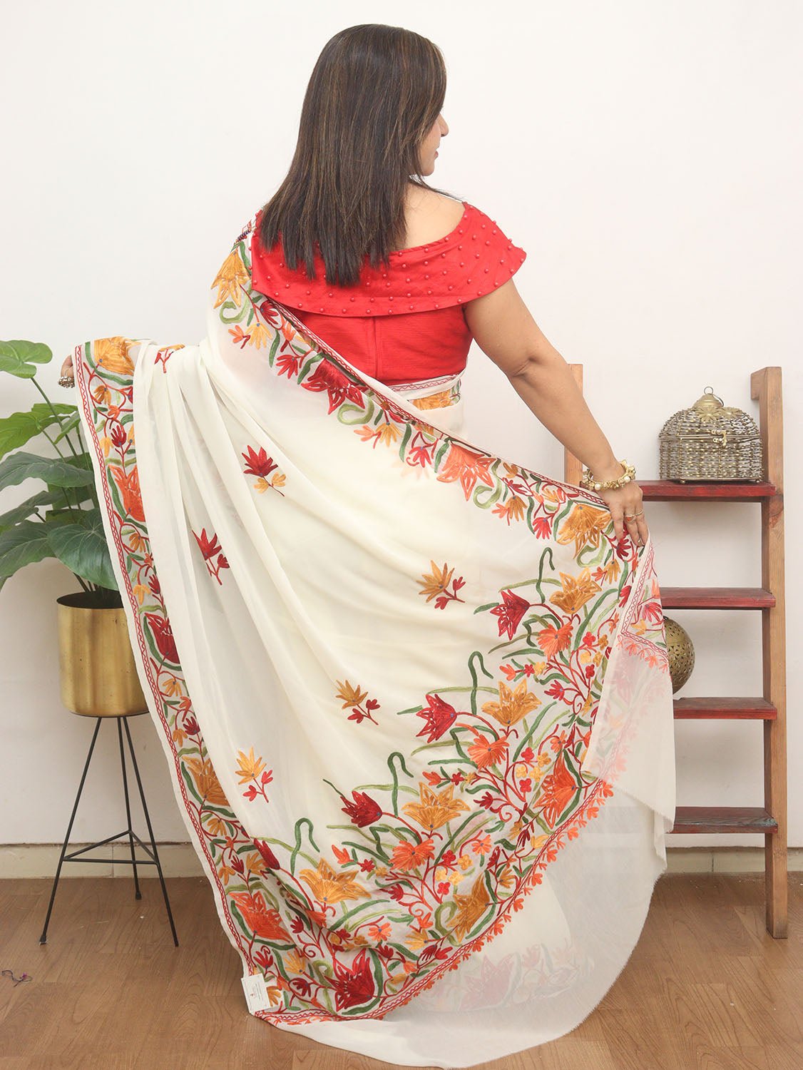 White Colour Khadi Organza Silk Saree - Teeya Creation - 4252036