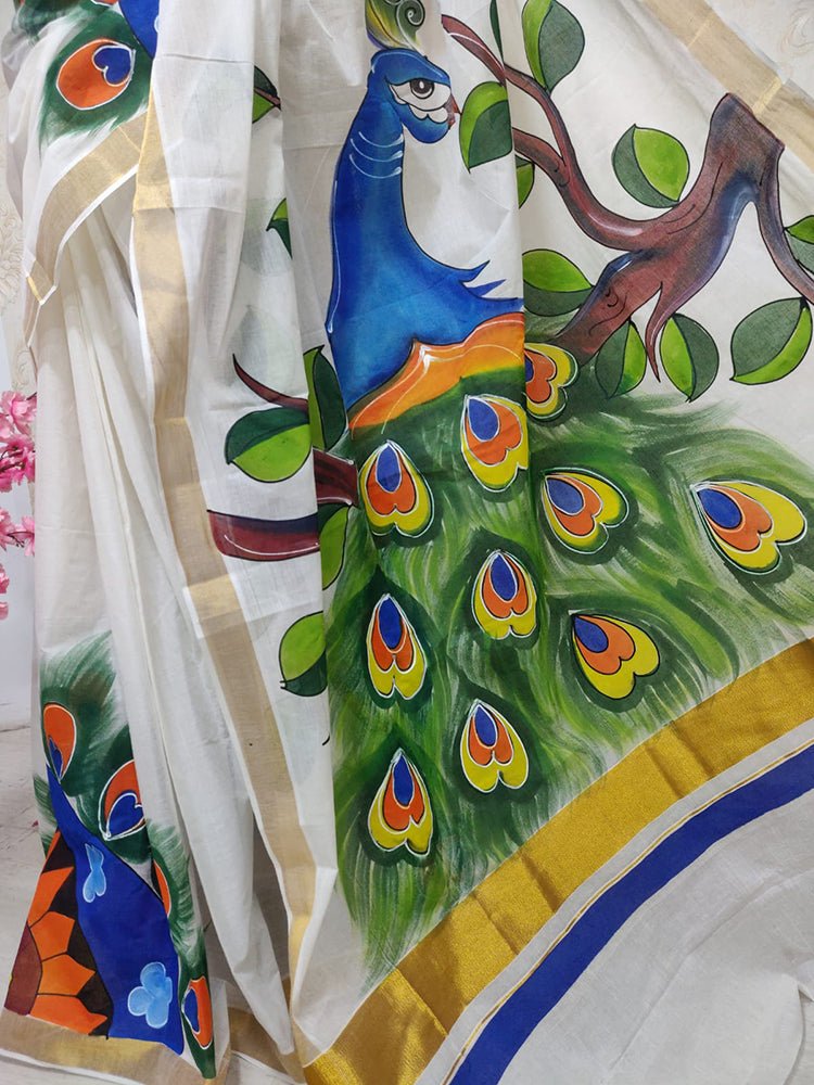 Painted clothes, Saree designs, Hand painted dress