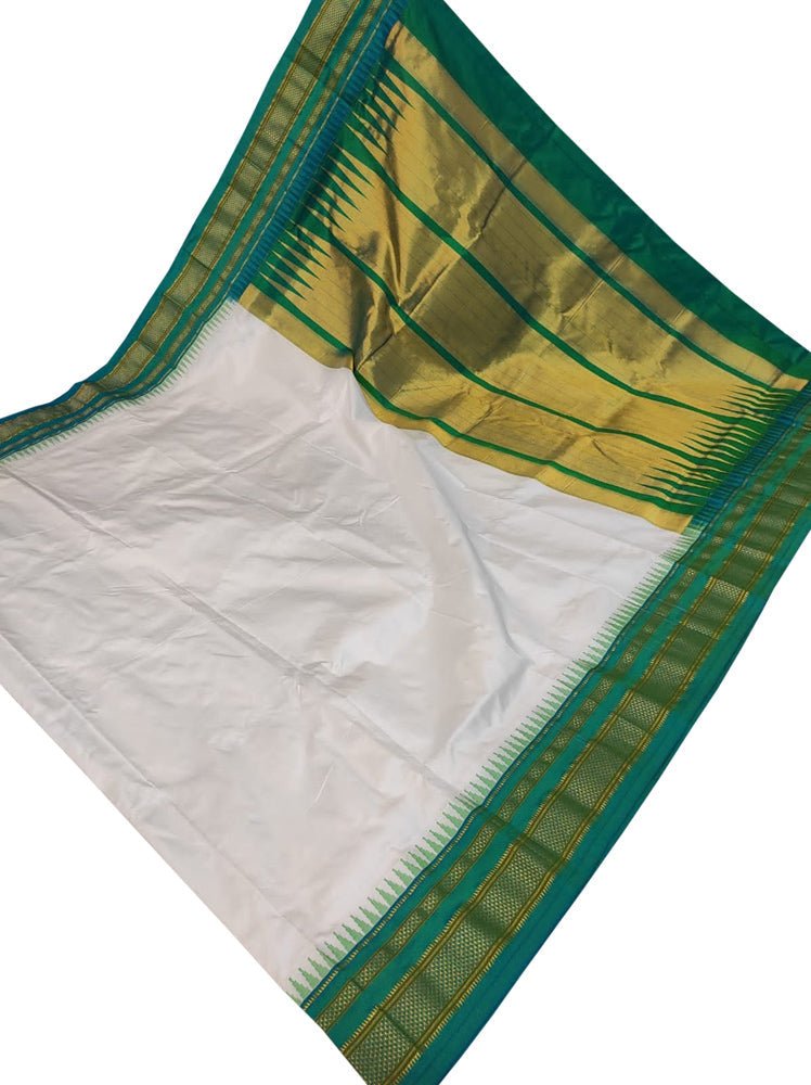 Heavenly White Pure Resham Muslin Silk Jamdani Saree - Loomfolks