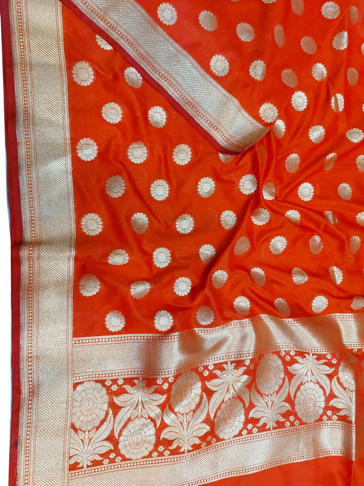 Orange Banarasi Silk Dupatta - Luxurion World