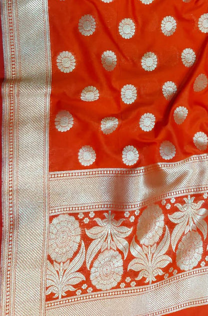 Orange Banarasi Silk Dupatta - Luxurion World