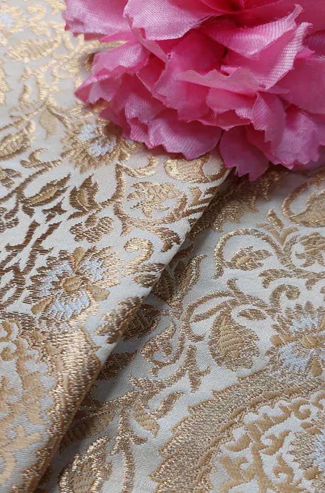 Pastel Banarasi Silk Fabric ( 1 Mtr ) - Luxurion World