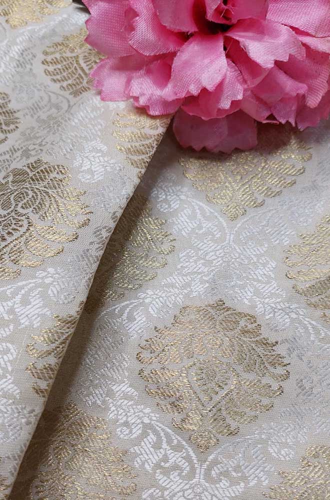 Pastel Banarasi Silk Fabric ( 1 Mtr ) - Luxurion World