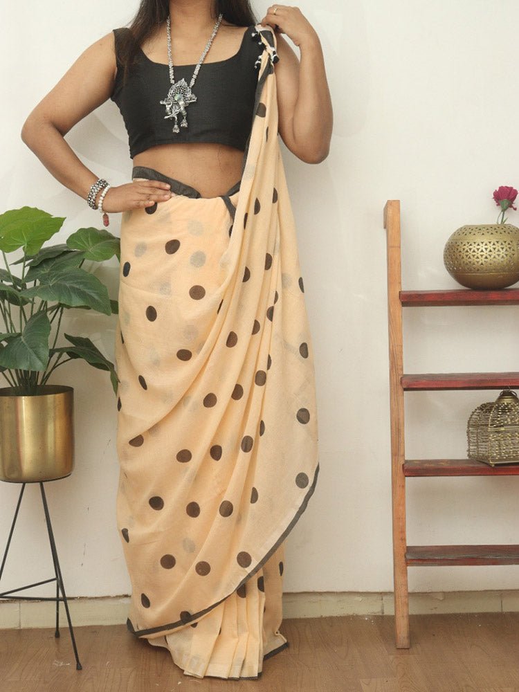 Pastel Bengal Cotton Polka Dots Saree - Luxurion World