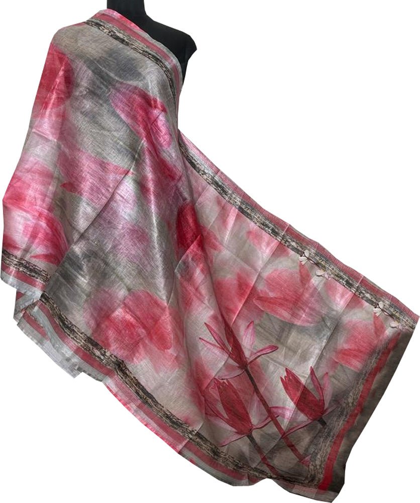 Pastel Digital Printed Linen Floral Design Dupatta - Luxurion World