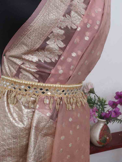 Pink Banarasi Organza Dupatta - Luxurion World