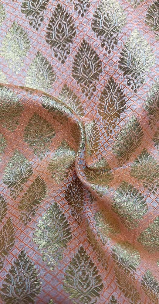 Pink Banarasi Silk Fabric ( 1 Mtr ) - Luxurion World