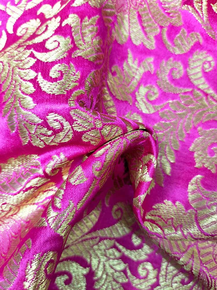 Pink Banarasi Silk Fabric ( 1 Mtr ) - Luxurion World