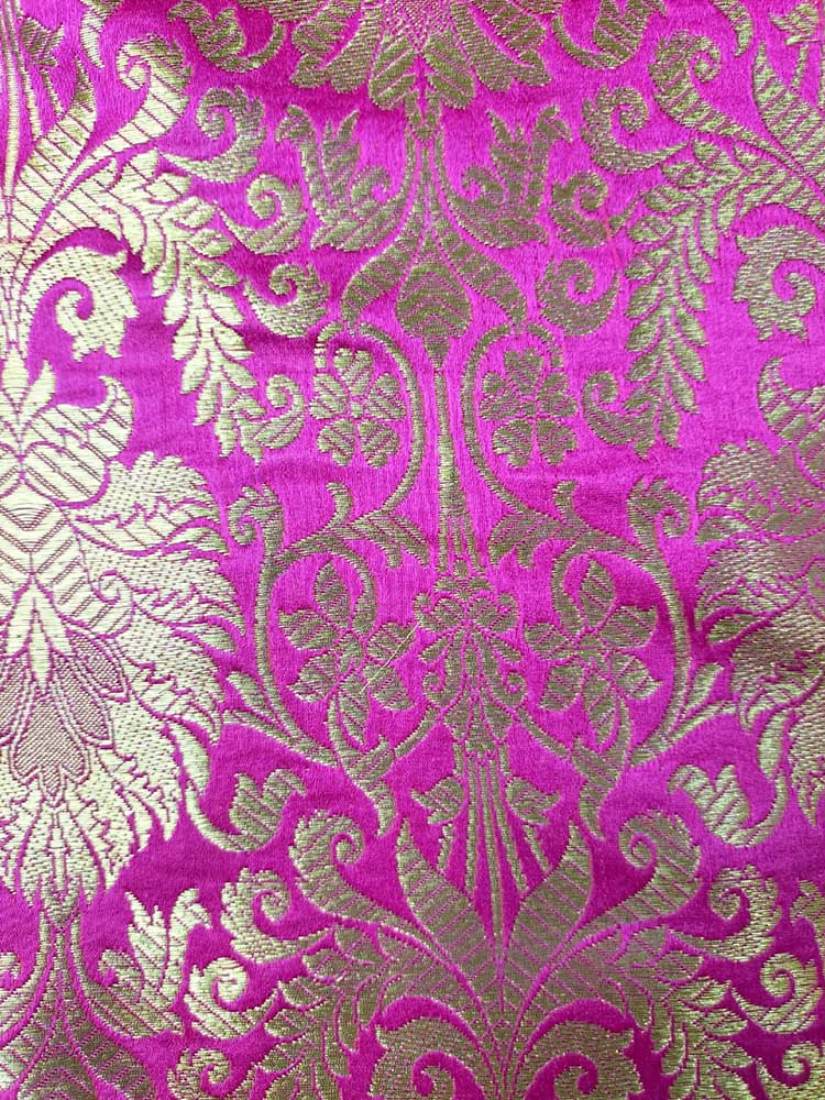 Pink Banarasi Silk Fabric ( 1 Mtr ) - Luxurion World