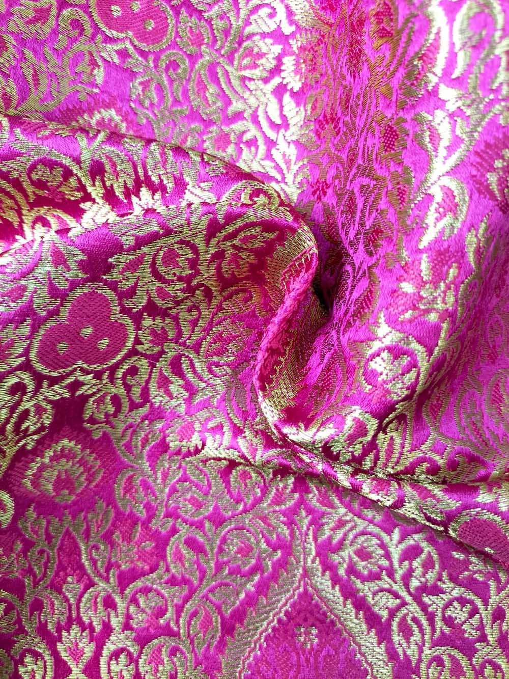 Pink Banarasi Silk Fabric ( 1 Mtr ) - Luxurion World