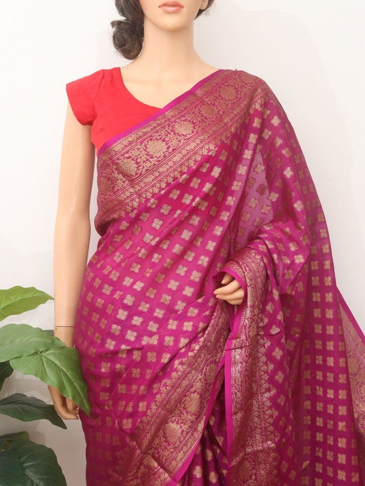 Pink Banarasi Silk Saree With Weaving Work – Sareewave