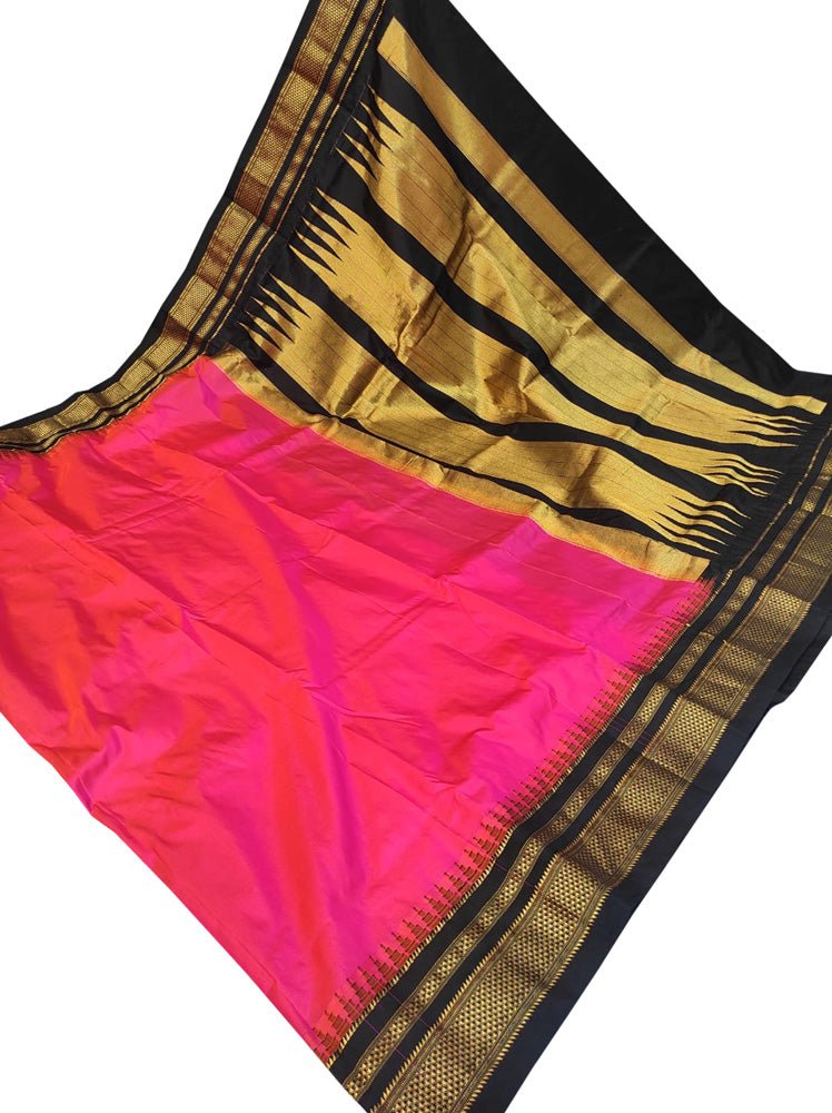 Ilkal Saree yellow - ink blue | Kusums Boutique