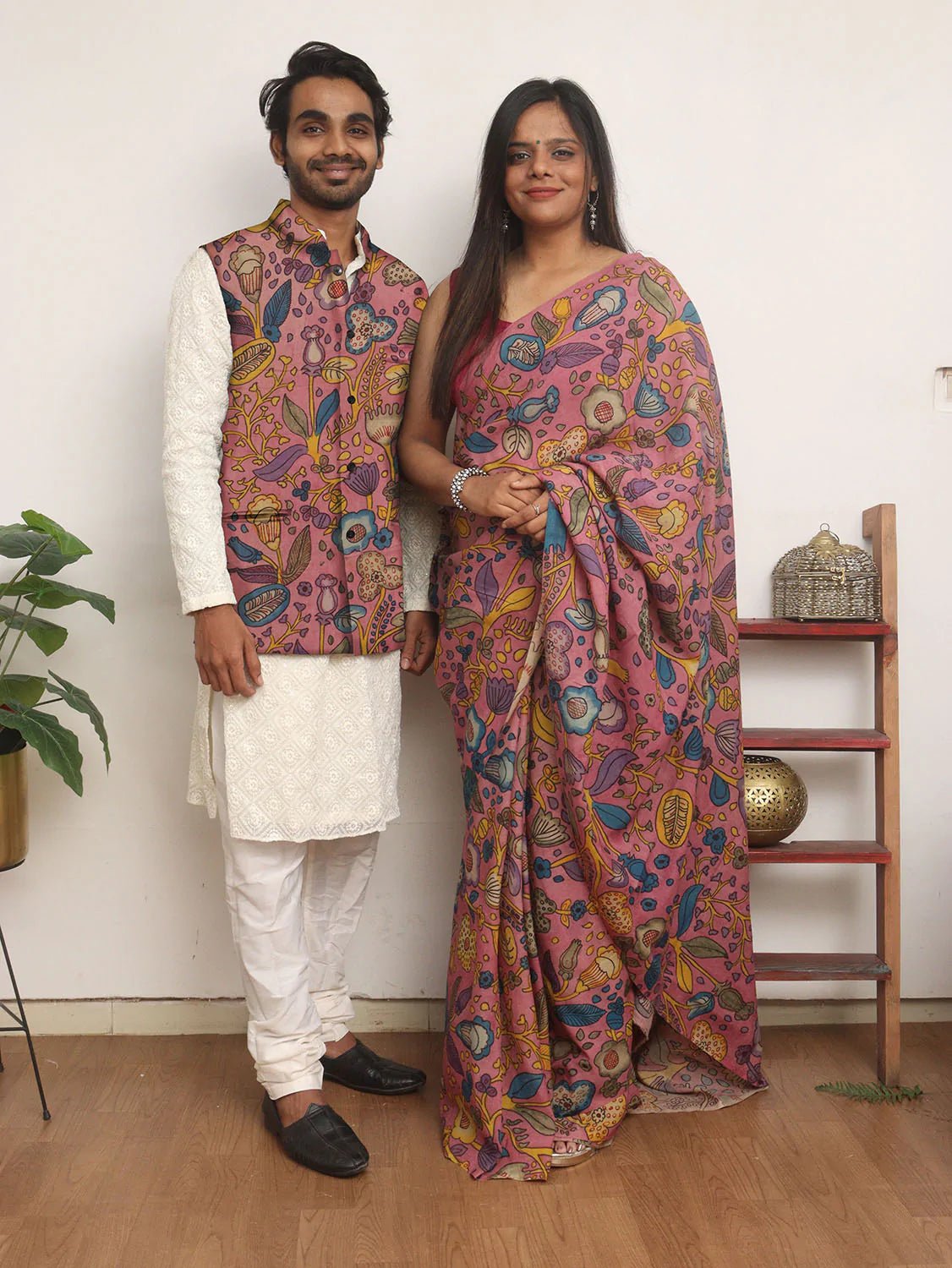 Wine Color Couple Dress Jari Silk Saree and Kurta Pyjama – Archittam Fashion