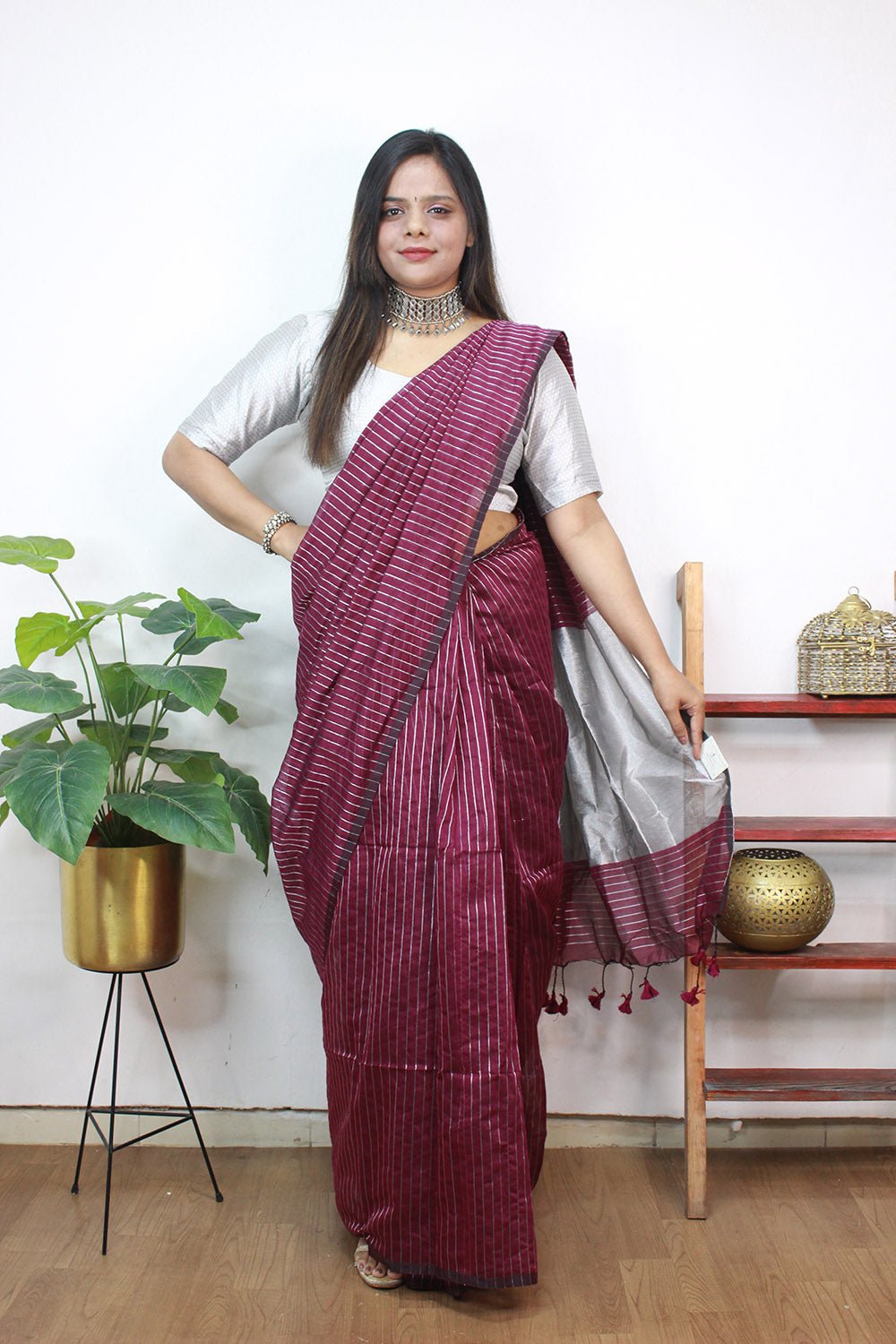 Emerald Green and Red Gopalpur Ikat Tussar Silk Saree | SumPoorn Sneh