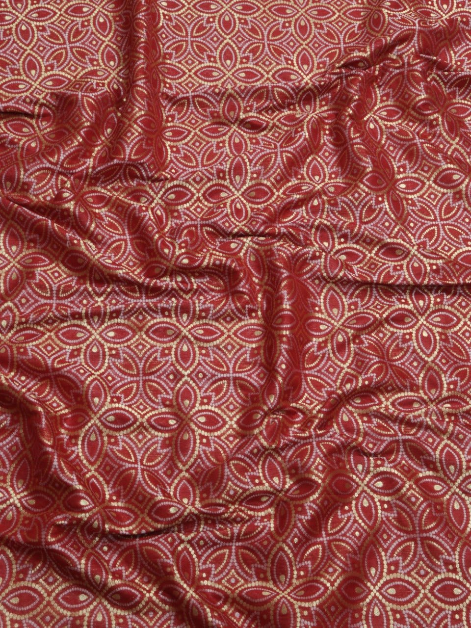 Red Banarasi Silk Fabric (0.5 Mtr) - Luxurion World