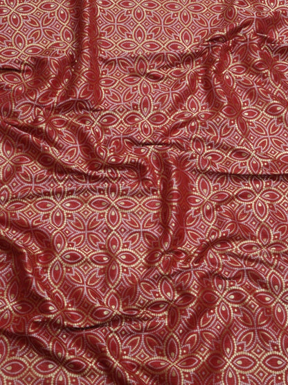 Red Banarasi Silk Fabric (0.5 Mtr) - Luxurion World