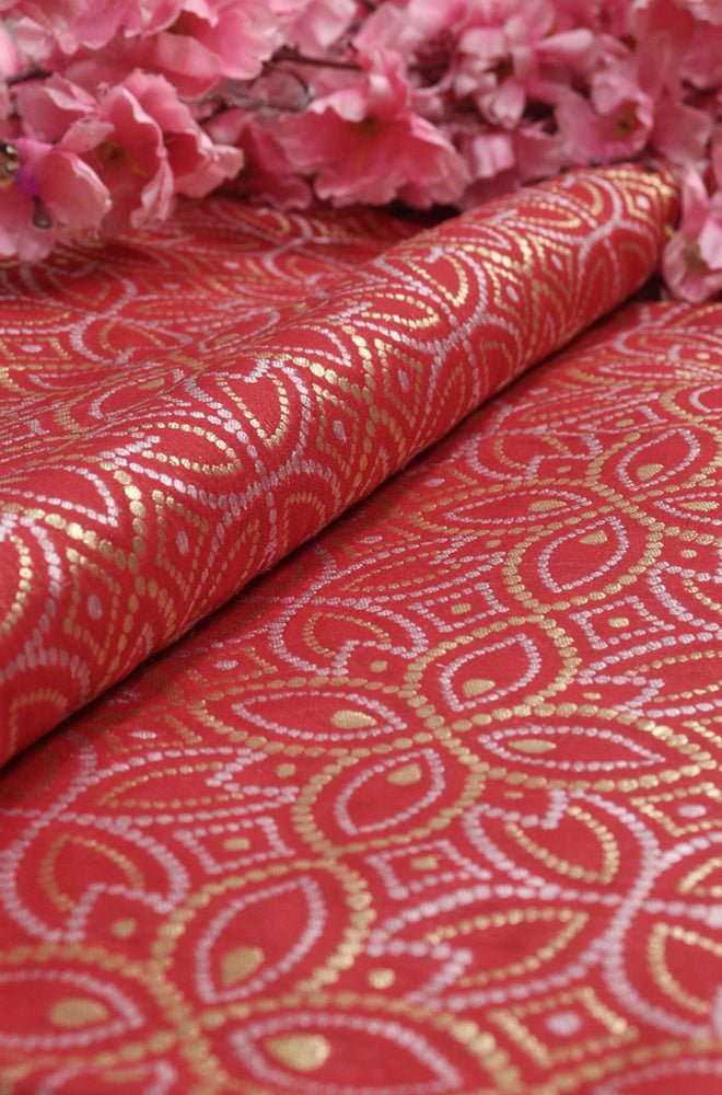 Red Banarasi Silk Fabric (0.5 Mtr) - Luxurion World