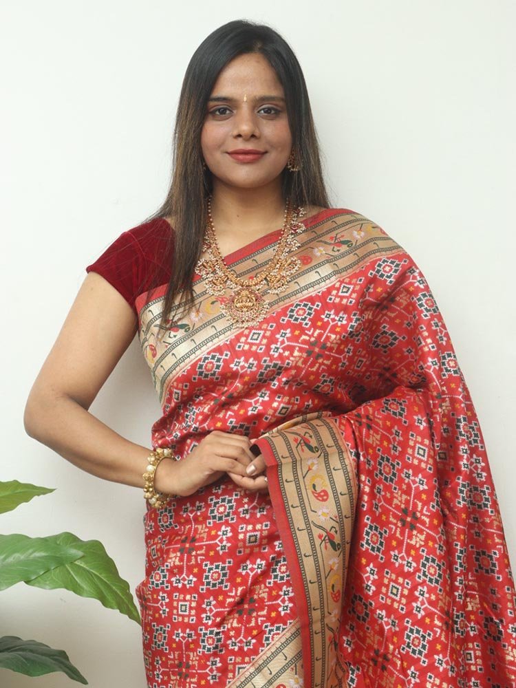 Ready to Wear Royal Patola Paithani Silk Saree – Glamwiz India