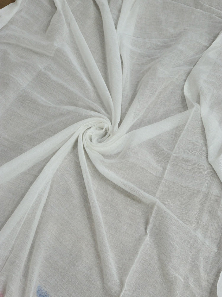 White Bengal Cotton Polka Dots Saree - Luxurionworld